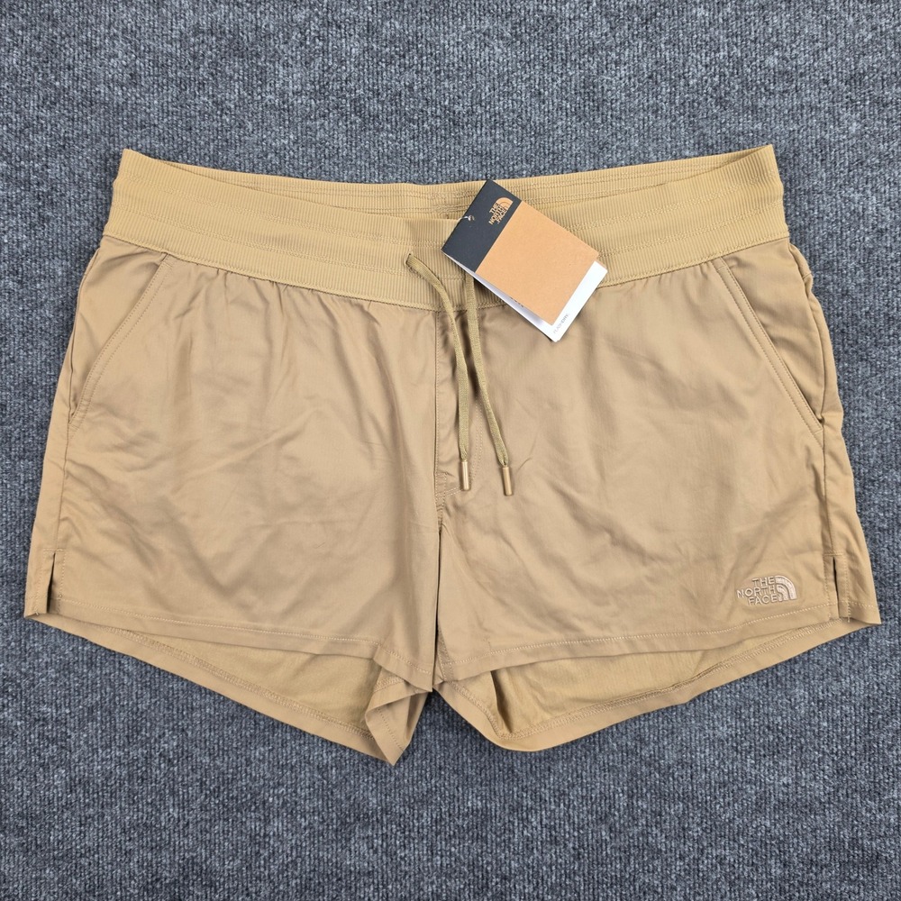 The North Face Aphrodite Motion Shorts Women XL Kelp Tan Nylon Blend 4" Hike NWT